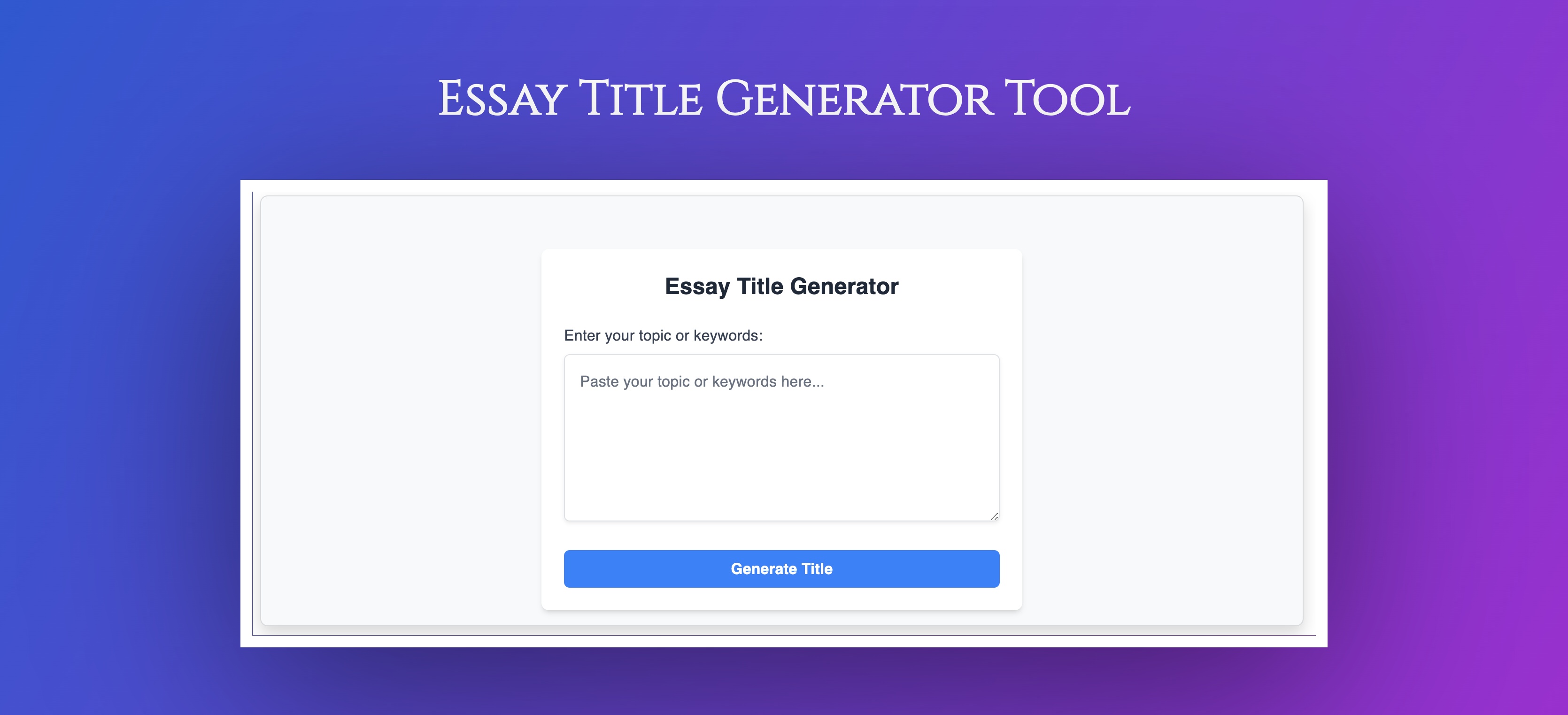 Essay Title Generator